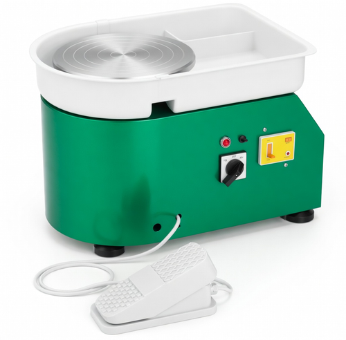 Compact Pottery Wheel 350W – 25cm Turntable with Foot Pedal | Green - Design Junction