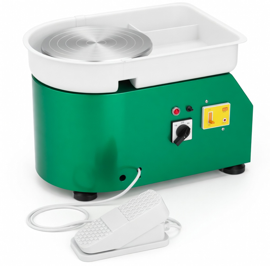 Compact Pottery Wheel 350W – 25cm Turntable with Foot Pedal | Green - Design Junction