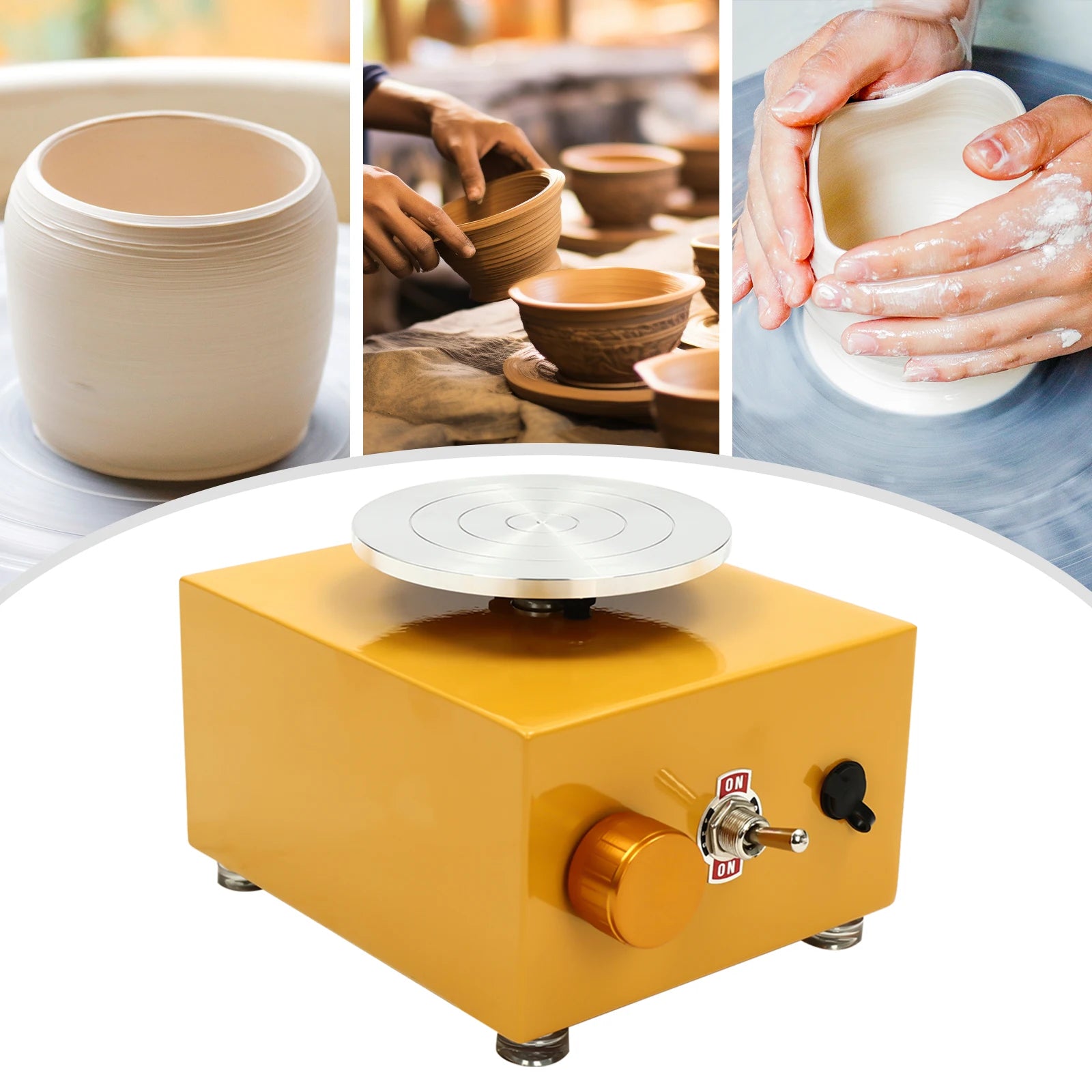 Mini Electric Pottery Wheel Machine 2000 RPM Yellow
