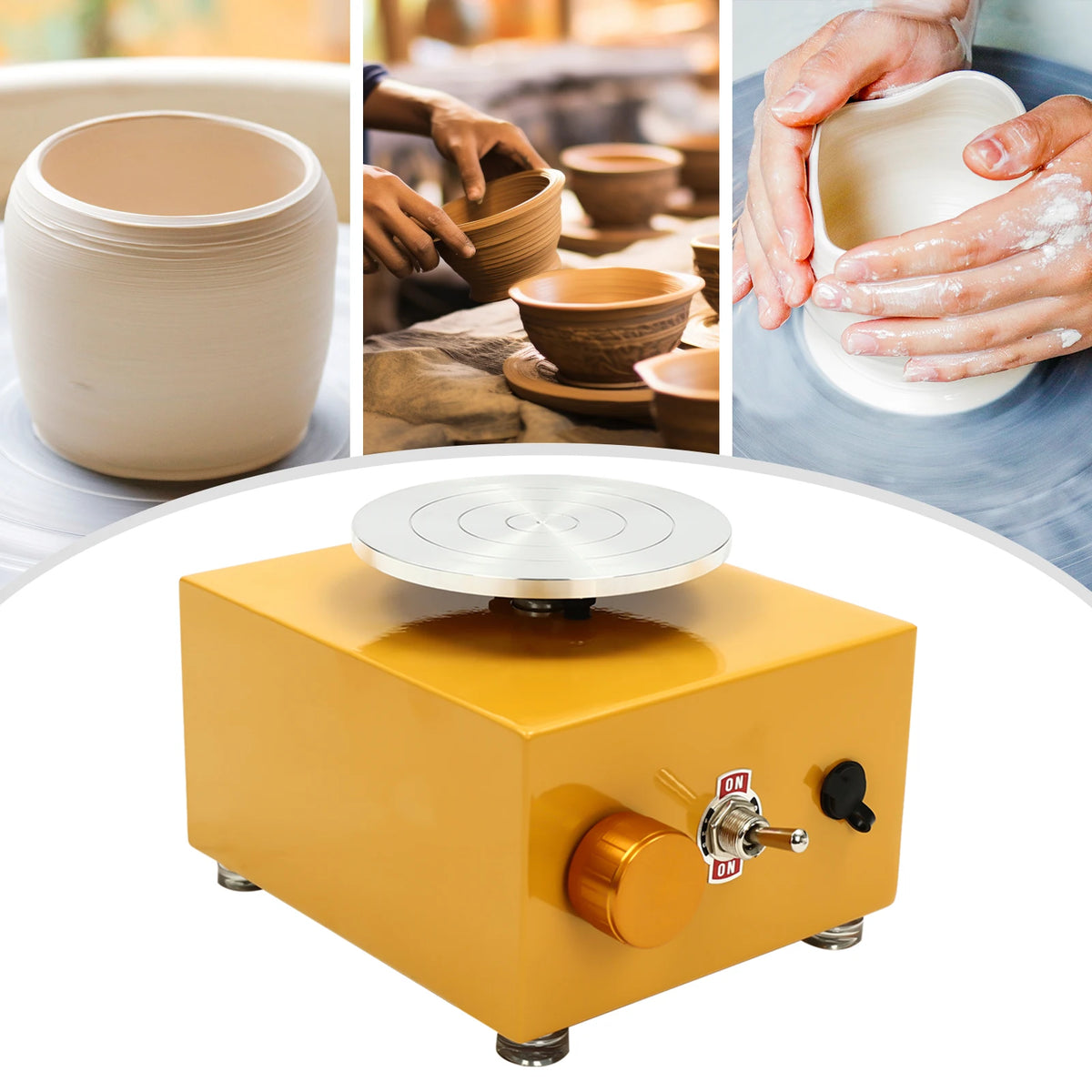 Mini Electric Pottery Wheel Machine 2000 RPM Yellow