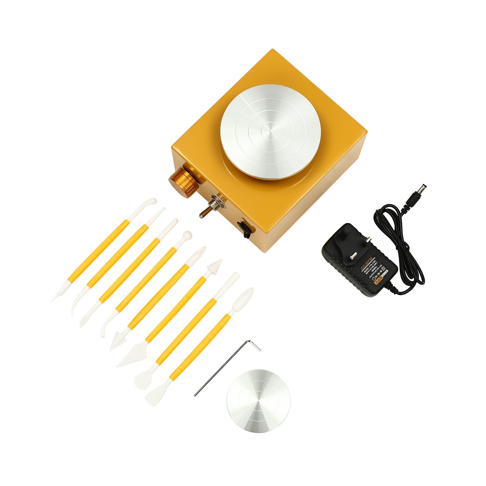Mini Electric Pottery Wheel Machine 2000 RPM Yellow